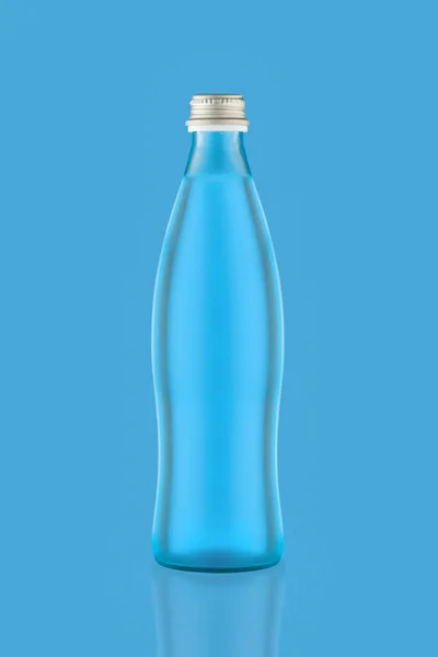 Vertical Shot Blue Glass Bottle Metal Lid Isolated Blue Background — Stock Photo, Image