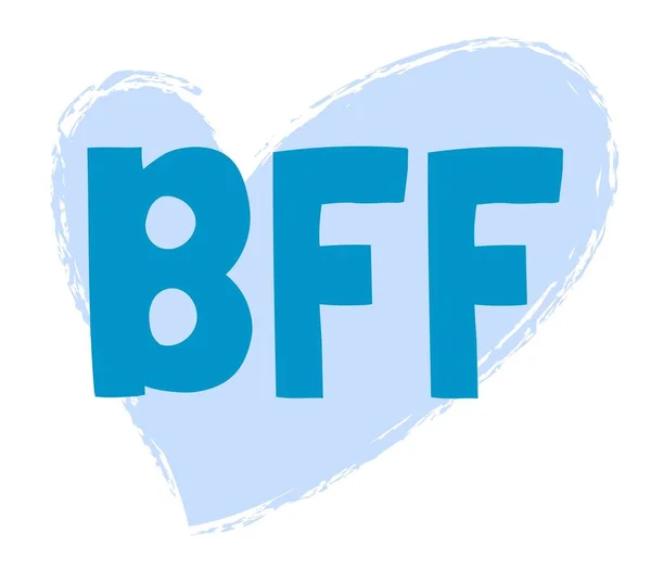 BFF - Best Friends Forever. Lettering with light blue heart isolated on white background. Slogan, phrase or quote. Modern illustration for t-shirt, sweatshirt or other apparel print.