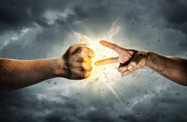 Yakın Kadar Rock Paper Scissors Çatışma — Stok fotoğraf