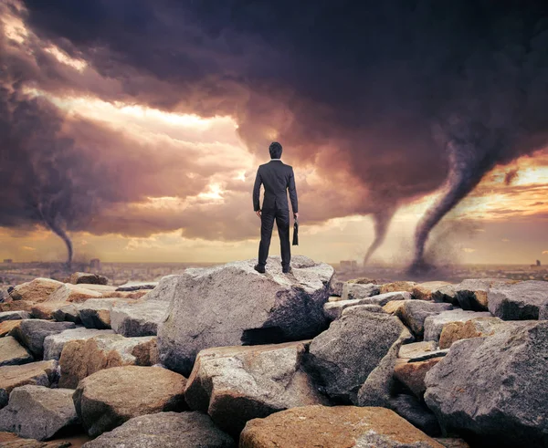 Businessman Watching Tornado Concept Success — Stock Photo, Image