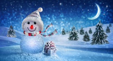 Mutlu yeni yıl kardan adam ve Noel ile 