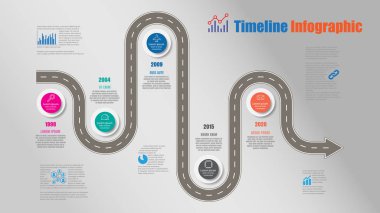 İş yol haritası zaman çizelgesi Infographic şablon arka plan kilometre taşı modern diyagramı işlem teknolojisi dijital pazarlama veri sunum grafik vektör çizim için tasarlanmış işaretçiler ile