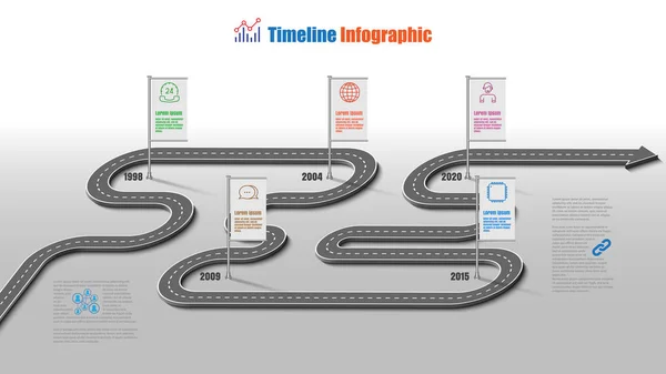 Yol Haritası Zaman Çizelgesi Infographic Şablon Arka Plan Kilometre Taşı — Stok Vektör