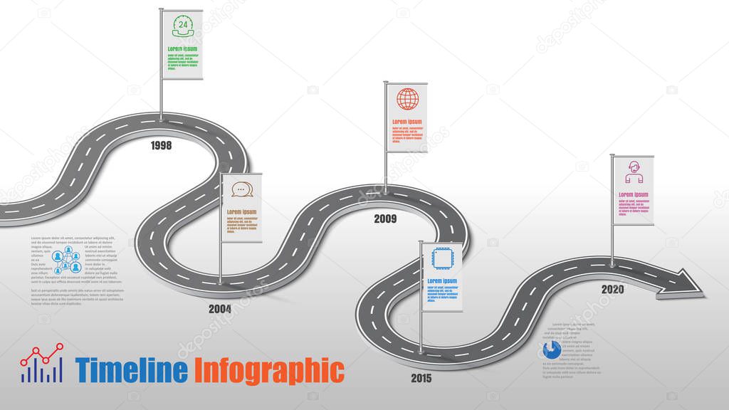Business road map timeline infographic template with pointers designed for abstract background milestone modern diagram process technology digital marketing data presentation chart Vector illustration