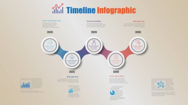 Yol haritası iş zaman çizelgesi Infographic 5 adımları daire planlama süreci Web sayfalarını iş akışı dijital pazarlama veri sunum grafik arka plan öğeleri diyagram için tasarlanmış ile. Vektör çizim