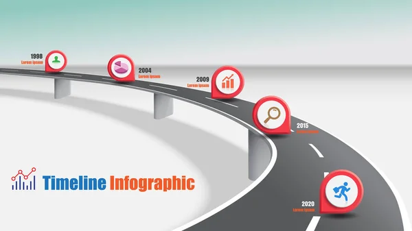 Üzleti Útiterv Idővonal Infografikus Gyorsforgalmi Fogalmak Tervezték Absztrakt Háttér Sablon — Stock Vector