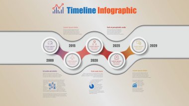 Yol haritası iş zaman çizelgesi Infographic 5 adımları daire planlama süreci Web sayfalarını iş akışı dijital pazarlama veri sunum grafik arka plan öğeleri diyagram için tasarlanmış ile. Vektör çizim