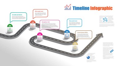 İş yol haritası zaman çizelgesi Infographic şablon arka plan kilometre taşı modern diyagramı işlem teknolojisi dijital pazarlama veri sunum grafik vektör çizim için tasarlanmış işaretçiler ile