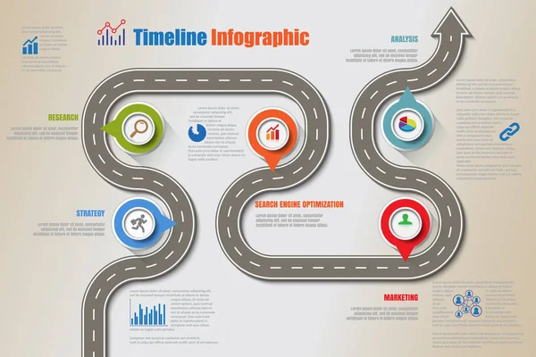 Üzleti Megjelenítése Idővonal Infographic Ikonok Tervezett Absztrakt Háttér Sablon Mérföldkő — Stock Vector