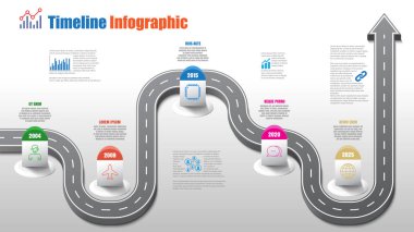 İş yol haritası zaman çizelgesi Infographic şablon arka plan kilometre taşı modern diyagramı işlem teknolojisi dijital pazarlama veri sunum grafik vektör çizim için tasarlanmış işaretçiler ile