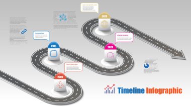 İş yol haritası zaman çizelgesi Infographic şablon arka plan kilometre taşı modern diyagramı işlem teknolojisi dijital pazarlama veri sunum grafik vektör çizim için tasarlanmış işaretçiler ile