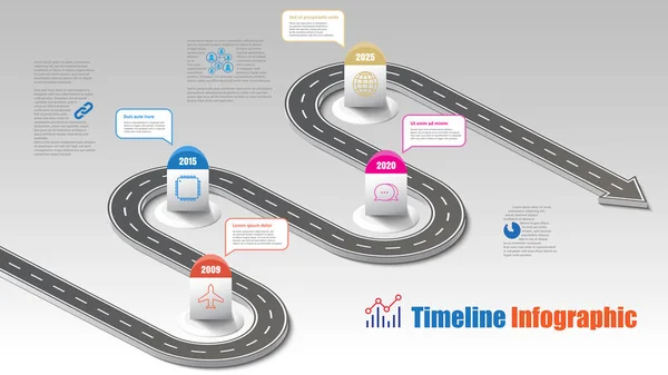 Biznes Mapy Drogowej Osi Czasu Infografikę Szablon Wskaźniki Przeznaczone Streszczenie — Wektor stockowy