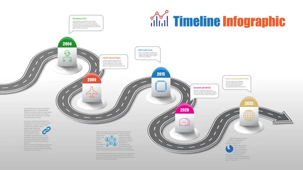 Business Road Map Timeline Infographic Template Pointers Designed Abstract Background — Stock Vector