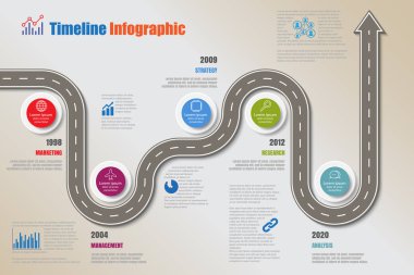 İş yol haritası zaman çizelgesi Infographic şablon arka plan kilometre taşı modern diyagramı işlem teknolojisi dijital pazarlama veri sunum grafik vektör çizim için tasarlanmış işaretçiler ile