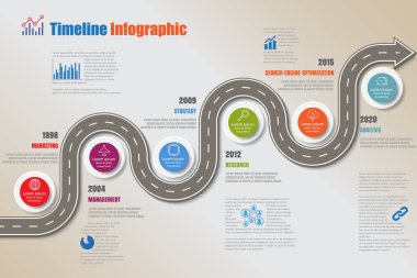İş yol haritası zaman çizelgesi Infographic şablon arka plan kilometre taşı modern diyagramı işlem teknolojisi dijital pazarlama veri sunum grafik vektör çizim için tasarlanmış işaretçiler ile