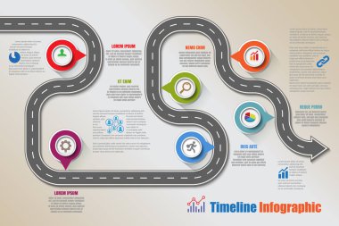 İş yol haritası zaman çizelgesi Infographic şablon arka plan kilometre taşı modern diyagramı işlem teknolojisi dijital pazarlama veri sunum grafik vektör çizim için tasarlanmış işaretçiler ile