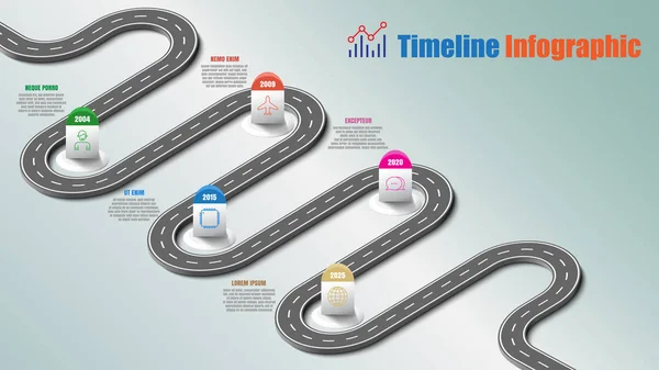 Business Road Map Timeline Infographic Template Pointers Designed Abstract Background — Vettoriale Stock