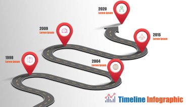 İş yol haritası zaman çizelgesi Infographic şablon arka plan kilometre taşı modern diyagramı işlem teknolojisi dijital pazarlama veri sunum grafik vektör çizim için tasarlanmış işaretçiler ile