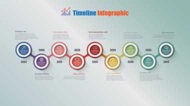Modern iş zaman çizelgesi Infographic 9 adımlar daire planlama süreci web sayfaları iş akışı dijital teknoloji veri sunum grafik arka plan öğeleri diyagram için tasarlanmış ile. Vektör çizim