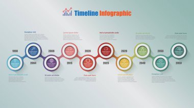 Modern iş zaman çizelgesi Infographic 10 adım daire planlama süreci web sayfaları iş akışı dijital teknoloji veri sunum grafik arka plan öğeleri diyagram için tasarlanmış ile. Vektör çizim
