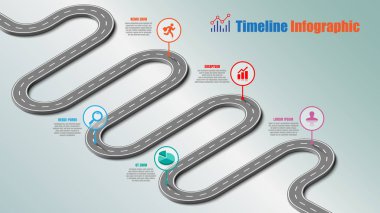 İş yol haritası zaman çizelgesi Infographic şablon arka plan kilometre taşı modern diyagramı işlem teknolojisi dijital pazarlama veri sunum grafik vektör çizim için tasarlanmış işaretçiler ile