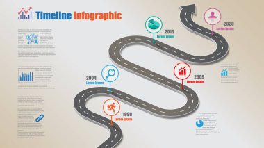 İş yol haritası zaman çizelgesi Infographic şablon arka plan kilometre taşı modern diyagramı işlem teknolojisi dijital pazarlama veri sunum grafik vektör çizim için tasarlanmış işaretçiler ile