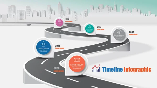 Business Road Map Timeline Infographic Expressway Concepts Designed Abstract Background — Wektor stockowy