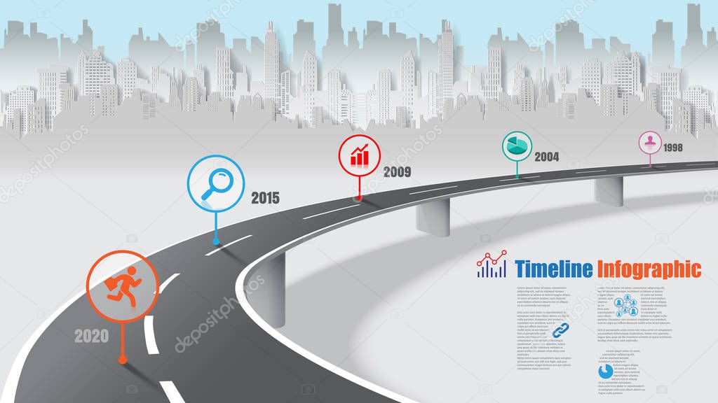 Business road map timeline infographic expressway concepts designed for abstract background template milestone diagram process technology digital marketing data presentation chart Vector illustration