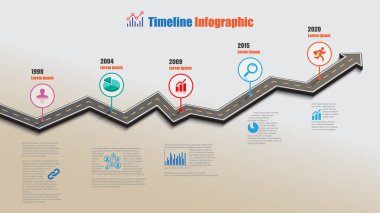 İş yol haritası zaman çizelgesi Infographic şablon arka plan kilometre taşı modern diyagramı işlem teknolojisi dijital pazarlama veri sunum grafik vektör çizim için tasarlanmış işaretçiler ile