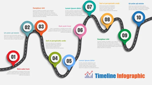 Road Map Business Timeline Infographic Steps Designed Background Elements Diagram — Stock Vector