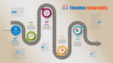 İş yol haritası zaman çizelgesi Infographic şablon arka plan kilometre taşı modern diyagramı işlem teknolojisi dijital pazarlama veri sunum grafik vektör çizim için tasarlanmış işaretçiler ile