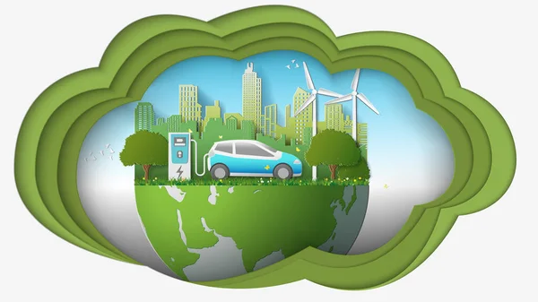 Wymiar Myślenia Zielona Energia Odnawialna Technologia Ekologiczna Oszczędność Energii Energooszczędne — Wektor stockowy