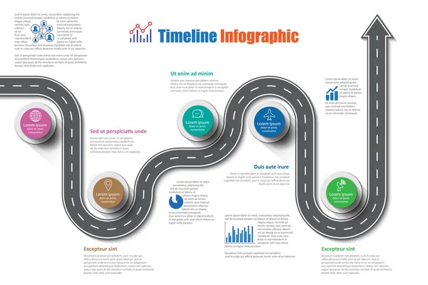 Business Roadmap Timeline Infographic Template Pointers Designed Abstract Background Milestone — Stock Vector
