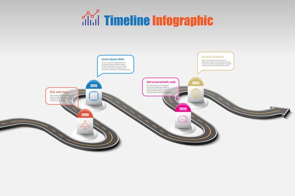 비즈니스도로 Infographic 템플릿을 이정표 다이어그램 프로세스 디지털 마케팅 데이터 일러스트 스톡 일러스트레이션