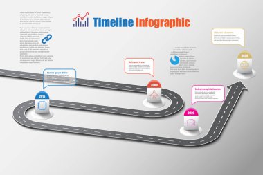 İş yol haritası zaman çizelgesi Infographic şablon arka plan kilometre taşı modern diyagramı işlem teknolojisi dijital pazarlama veri sunum grafik vektör çizim için tasarlanmış işaretçiler ile