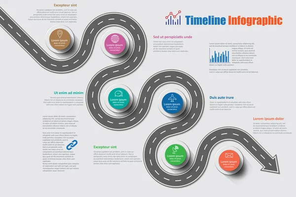 Business Roadmap Timeline Infographic Template Pointers Designed Abstract Background Milestone — Stock Vector