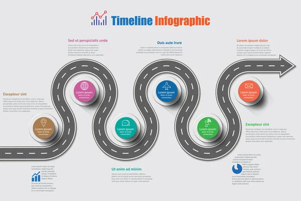 Roteiro Negócios Modelo Infográfico Linha Tempo Com Ponteiros Projetados Para Vetores De Bancos De Imagens Sem Royalties