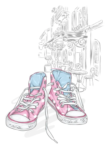 Magnifiques Baskets Illustration Vectorielle Pour Une Image Une Affiche Chaussures — Image vectorielle