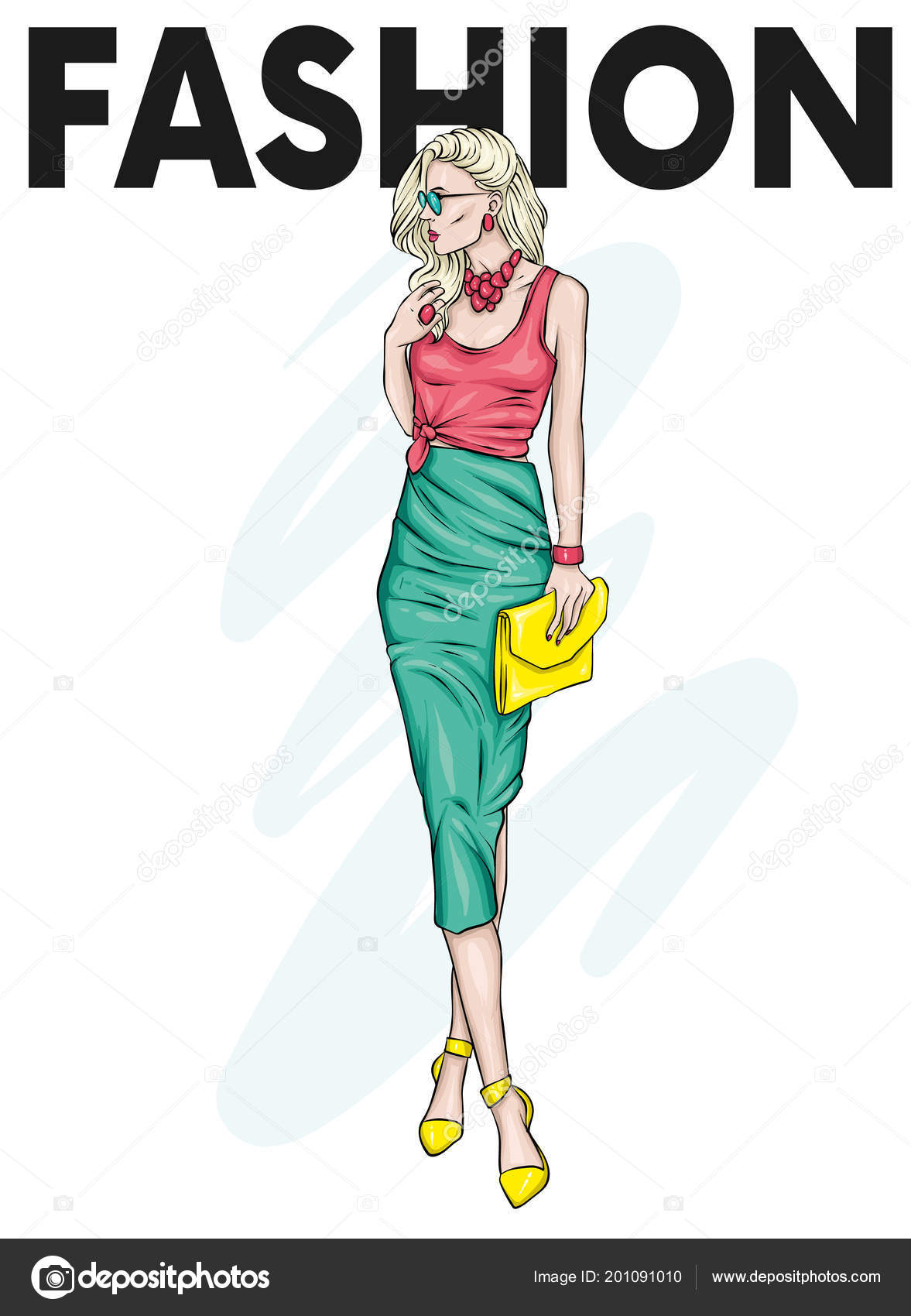 Beautiful Tall Girl Long Legs Stylish Skirt Glasses Blouse High Stock  Vector by ©VitalyGrin 201091010