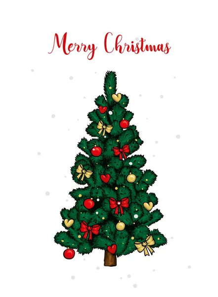Beautiful Christmas Tree Vector Illustration Card Poster New Year Christmas — Stock Vector