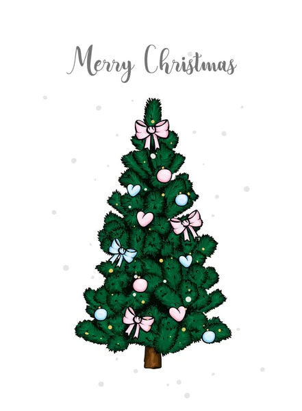 Ein Schöner Weihnachtsbaum Vektor Illustration Für Eine Karte Oder Ein — Stockvektor