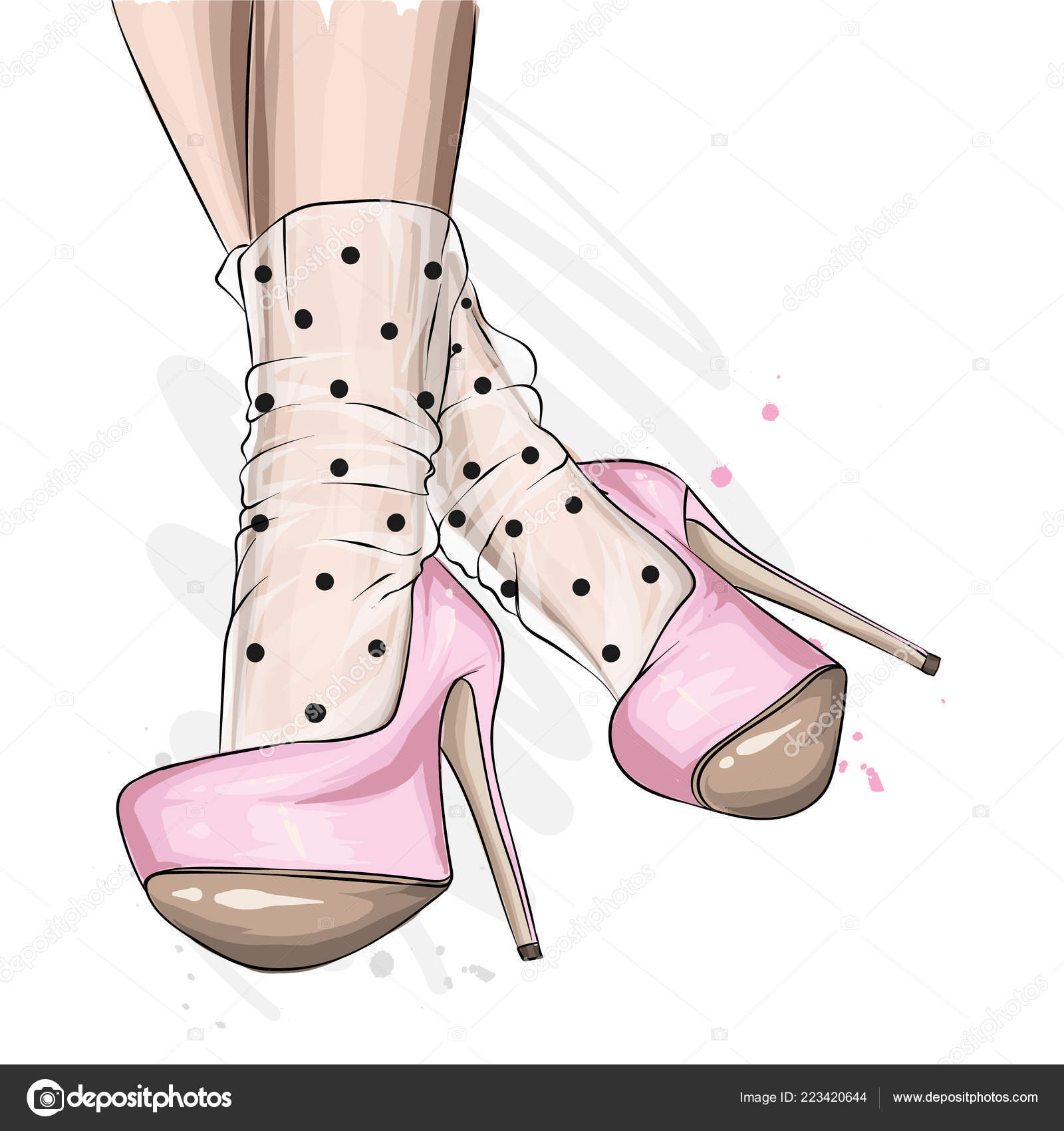 State Boil State Female Legs Stylish Shoes Heels Lace Socks Fashion Style Clothing Stock  Vector Image by ©VitalyGrin #223420644