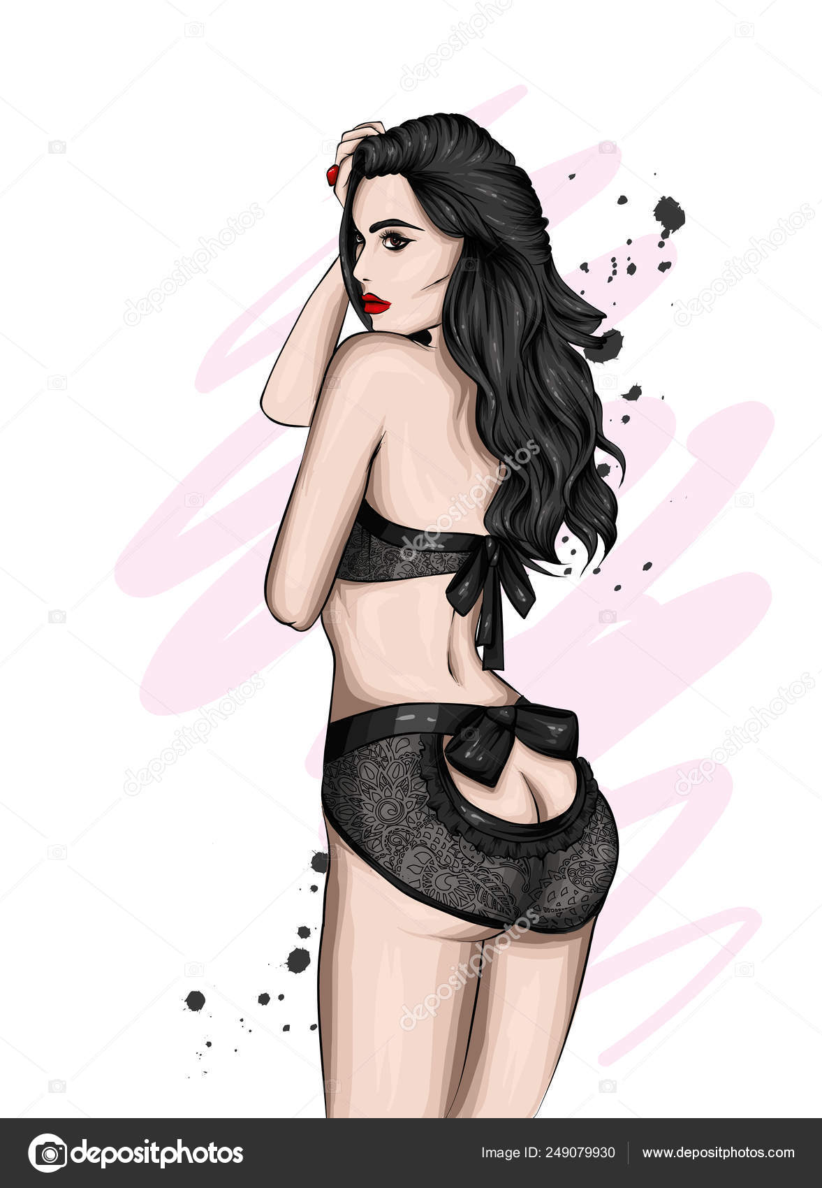 Beautiful Girl Sexy Underwear Love Sex Vector Illustration Greeting Card Stock Vector by ©VitalyGrin 249079930 pic