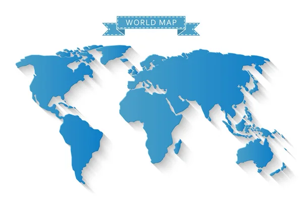 Mapa do mundo com sombra longa — Vetor de Stock