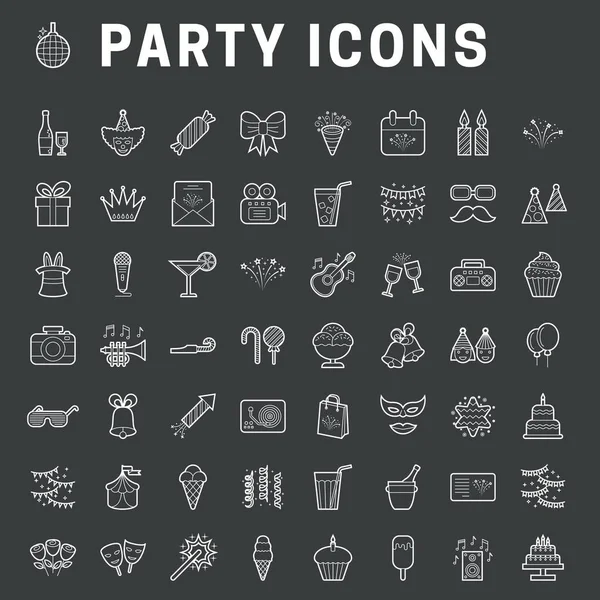 Iconos de fiesta de línea — Vector de stock