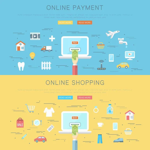 Online πληρωμή και αγορών έννοια — Διανυσματικό Αρχείο