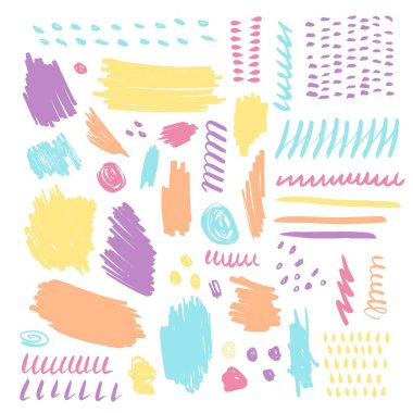 Beyaz arkaplanda izole edilmiş renk fırçası pint ve desen seti