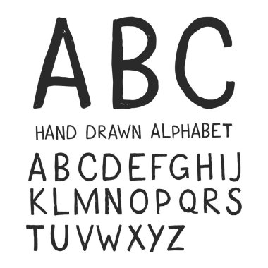 Latin alfabesinin el çizimi büyük harfleri
