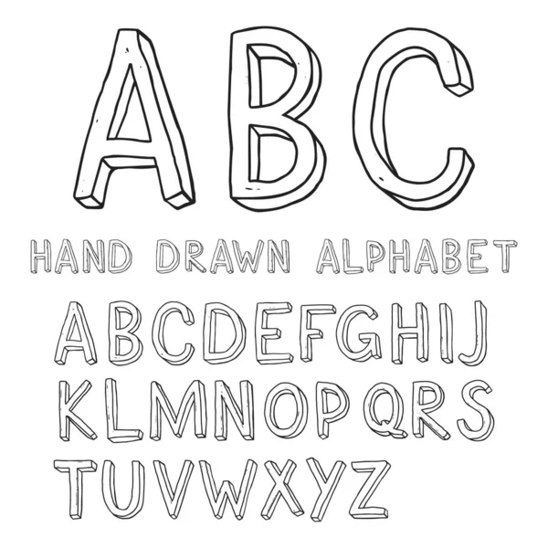 Scarabocchi Disegnati Mano Lettere Maiuscole Dell Alfabeto Latino — Vettoriale Stock