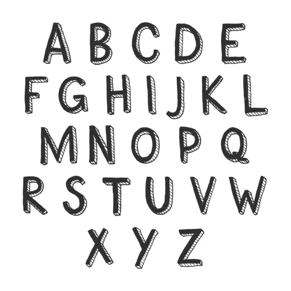 手描きの落書きラテンアルファベットの大文字 — ストックベクタ